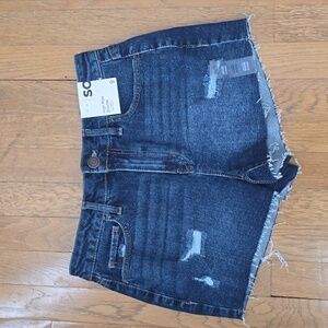 SO BRAND WOMENS JUNIOR SIZE HIGH-RISE BLUE JEAN SHORTIE CUT-OFF SHORTS SIZE 9